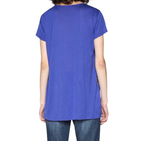 Desigual kék hosszított bő fazonú női pamut póló Ts calandra(S)