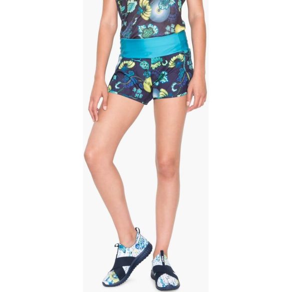 Desigual zöld virágmintás futó nadrág Short Wide Luminescent