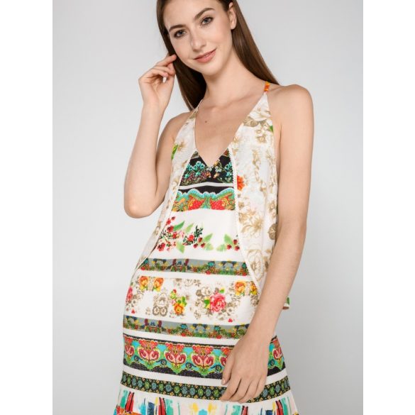 Desigual krémfehér színes virágos nyári női ruha Vest Kilian