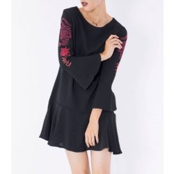 Desigual fekete hímzet harangujjú női ruha Vest Raimundo