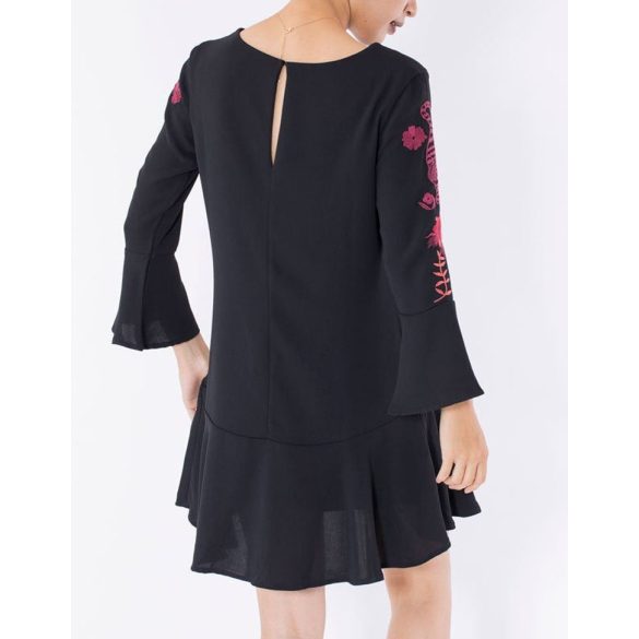 Desigual fekete hímzet harangujjú női ruha Vest Raimundo