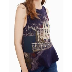 Desiugal lila barna mintás ujjatlan pamut felső Ts Priscila(M)