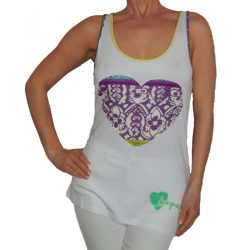Desigual fehér színű lila szív mintás női nyári trikó 