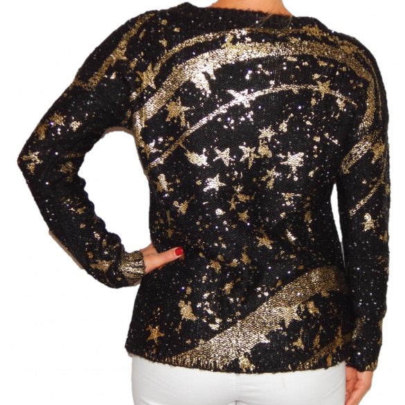 Desigual fekete-arany csillagos kötött női pulóver Jers Mary(M)