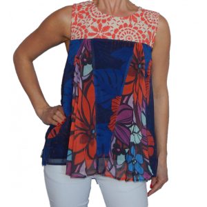 Desigual ujjatlan blúz Ts Blus Top Pleats