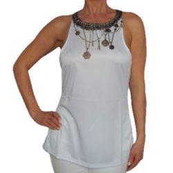   Desigual fehér selmyes ujjatlan női blúz Ts a tank dressy (XL)